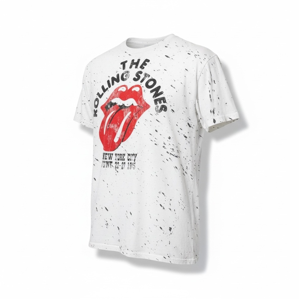The Rolling Stones White Tee with Red Tongue and Black Speckles - Picture 3 of 6
